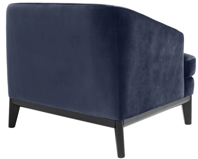 Casa Padrino Luxus Sessel Mitternachtsblau / Schwarz 85 x 90 x H. 75 cm - Wohnzimmer Sessel