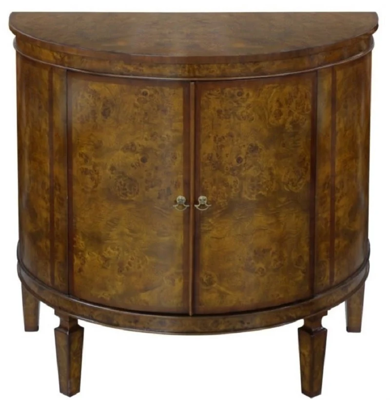 Casa Padrino Luxus Jugendstil Kommode Hellbraun / Braun 84 x 45 x H. 83 cm - Kleiner Halbrunder Schrank mit 2 Türen