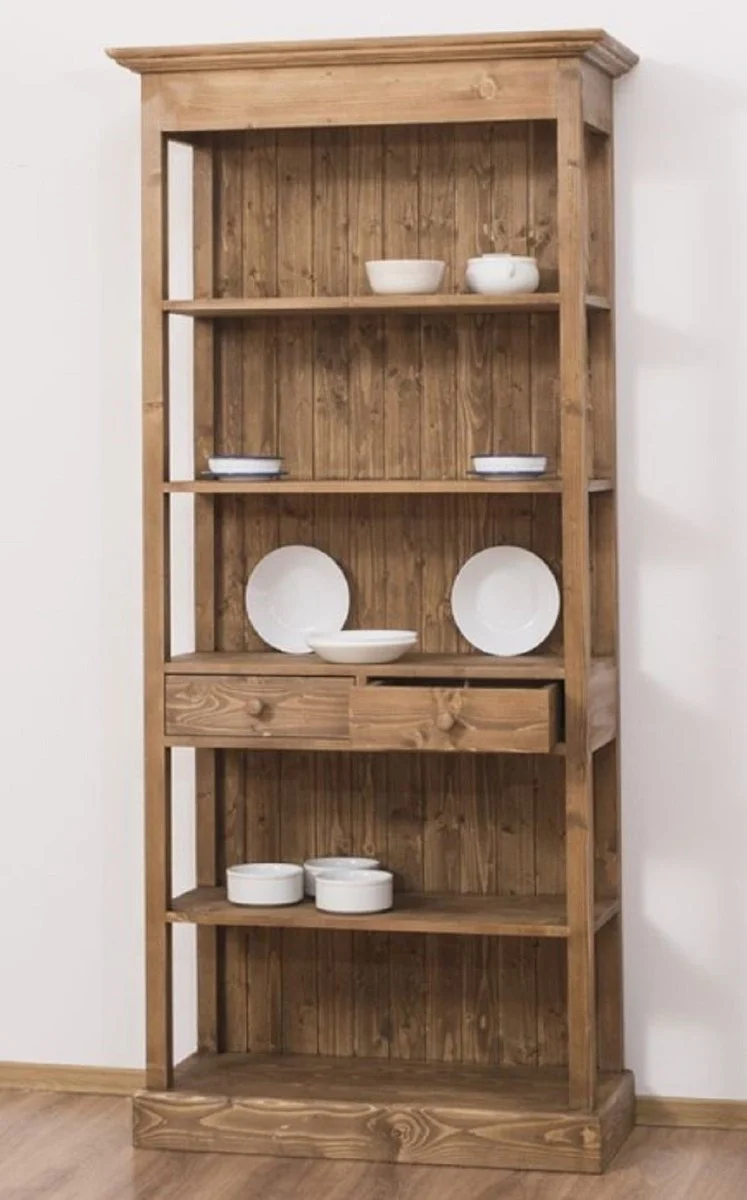 Casa Padrino Landhausstil Schrank Braun 91 x 39 x H. 197 cm - Landhausstil Massivholz Esszimmer Schrank - Landhausstil Massivholz Möbel