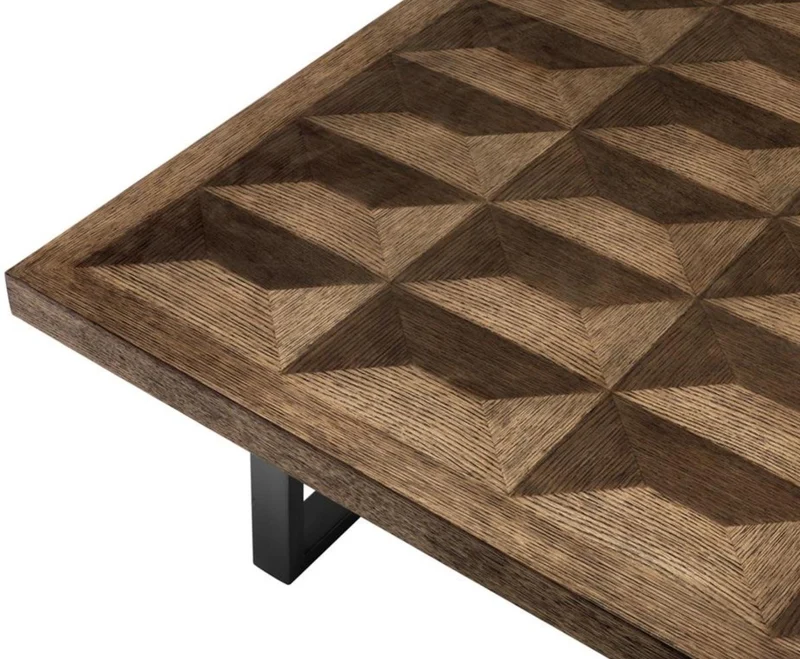 Casa Padrino Couchtisch Braun / Bronze 100 x 100 x H. 43 cm - Luxus Wohnzimmertisch mit Eichenfurnier Tischplatte