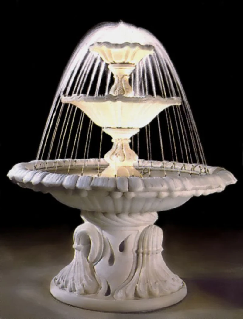 Casa Padrino Barock Springbrunnen / Gartenbrunnen Ø 145 x H. 180 cm - Luxus Gartendeko