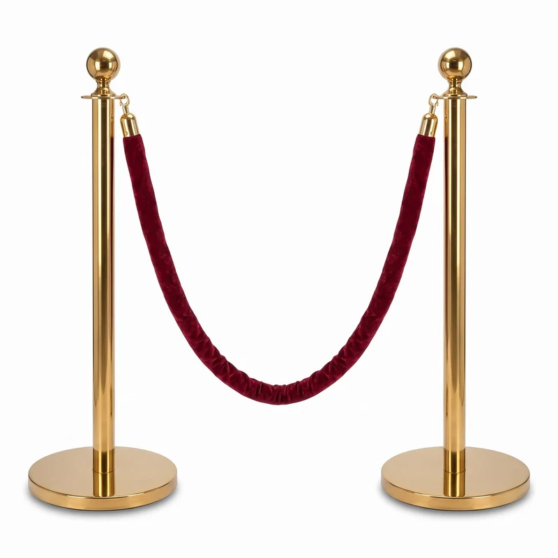 Casa Padrino Luxus VIP Absperrung Gold / Bordeauxrot Ø 32 x H. 106 cm - Absperrungsständer mit Seil - Hotel Accessoires - Restaurant Accessoires - Luxus Kollektion
