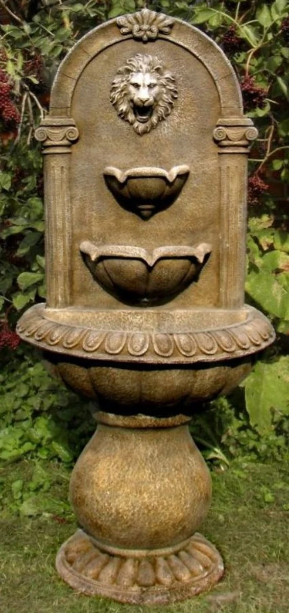 Casa Padrino Barock Wandbrunnen Löwe 45 x H. 103 cm - Kunststein Gartenbrunnen im Barockstil
