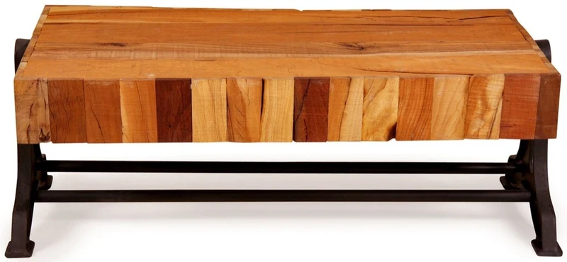 Casa Padrino Landhausstil Couchtisch Naturfarben / Schwarz 120 x 60 x H. 46 cm - Wohnzimmermöbel