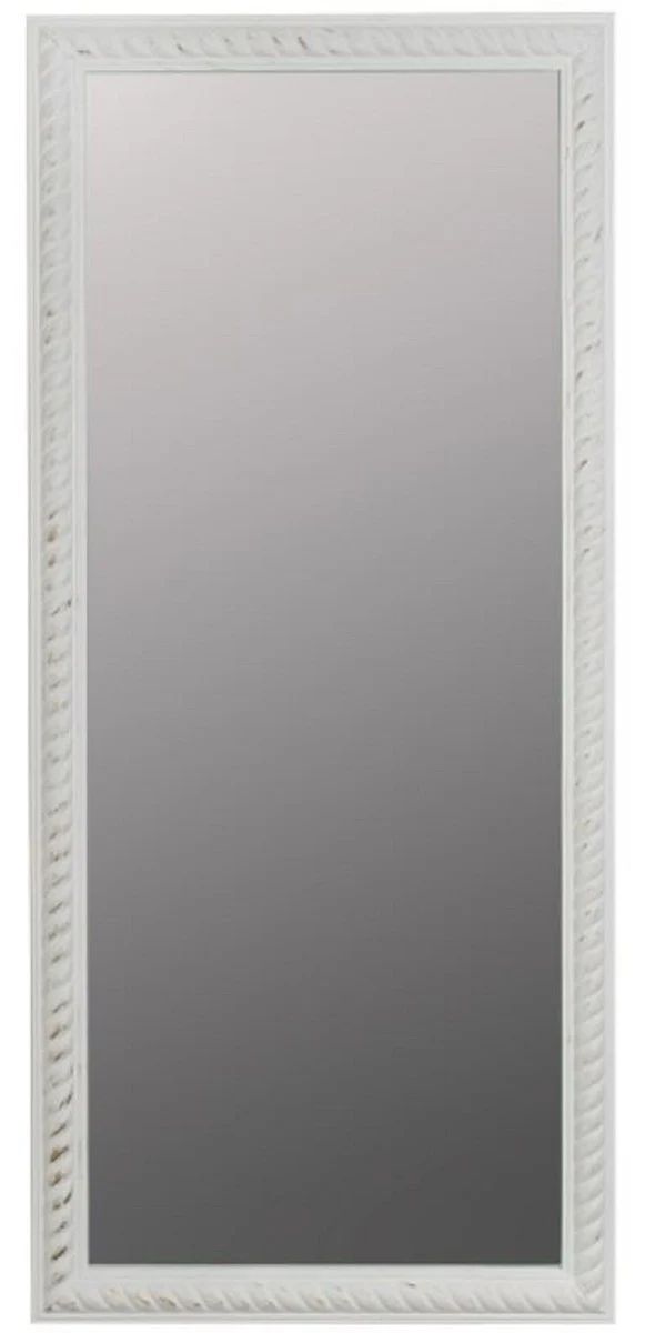 Casa Padrino Barock Wohnzimmer Wandspiegel Antik Weiß / Gold 72 x H. 162 cm - Handgefertigter Spiegel im Barockstil