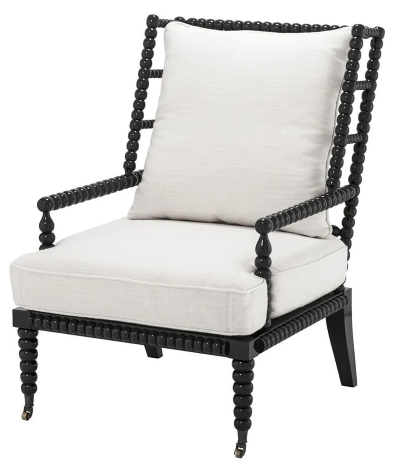 Casa Padrino Luxus Mahagoniholz Sessel Schwarz / Weiß 72 x 95 x H. 108,5 cm - Hotel Möbel