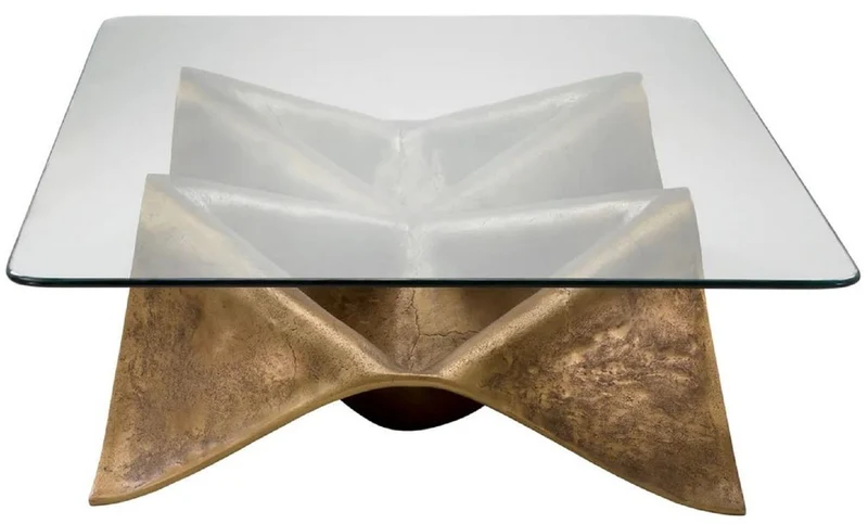 Casa Padrino Luxus Aluminium Couchtisch Vintage Messing 140 cm