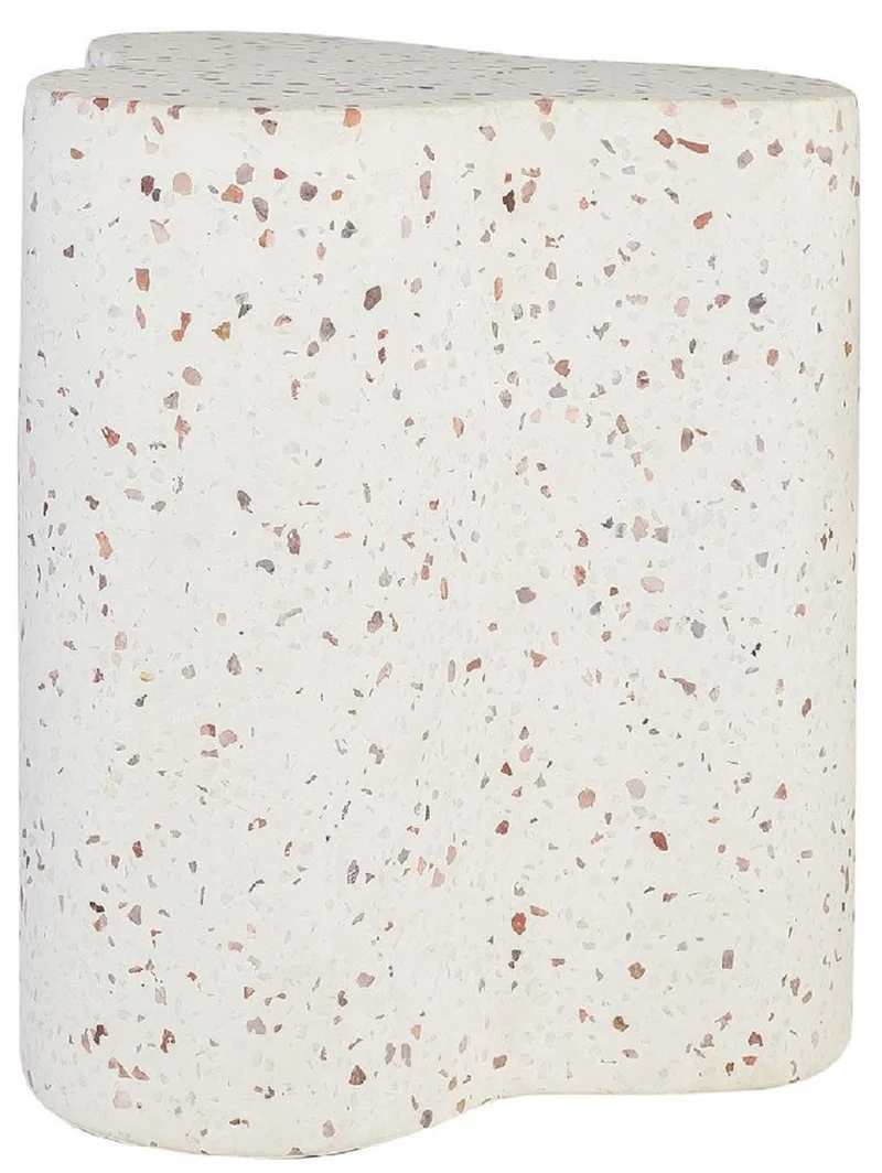 Casa Padrino Luxus Terrazzo Naturstein Beistelltisch / Hocker Weiß 41,5 x 41,5 x H. 45 cm - Wohnzimmer Möbel - Hotel Möbel - Naturstein Möbel - Luxus Möbel - Luxus Einrichtung