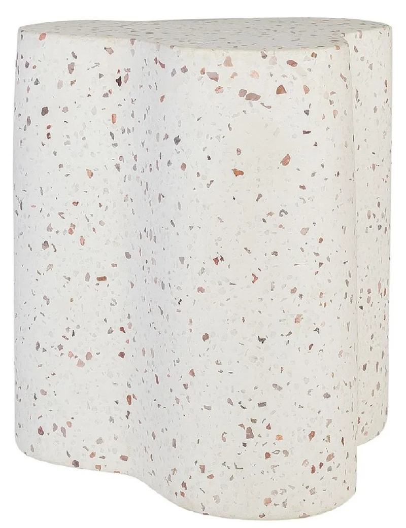 Casa Padrino Luxus Terrazzo Naturstein Beistelltisch / Hocker Weiß 41,5 x 41,5 x H. 45 cm - Wohnzimmer Möbel - Hotel Möbel - Naturstein Möbel - Luxus Möbel - Luxus Einrichtung