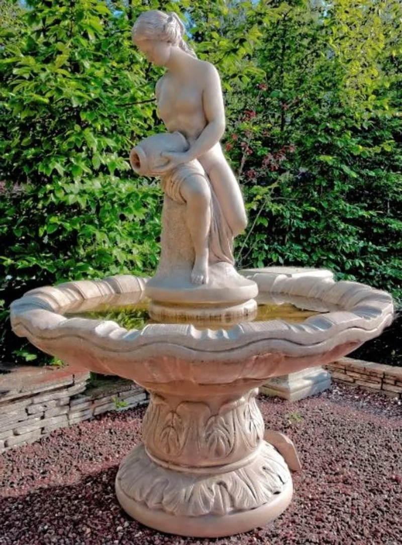 Casa Padrino Jugendstil Gartenbrunnen / Springbrunnen Ø 125 x H. 170 cm - Barock & Jugendstil Gartendeko Brunnen