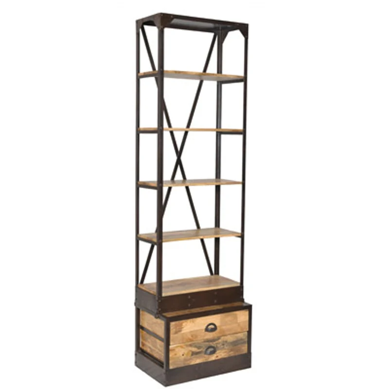 Casa Padrino Bücherregal Natur Antik-Look 60 x 40 x H.210 cm - Regalschrank, Bücherschrank