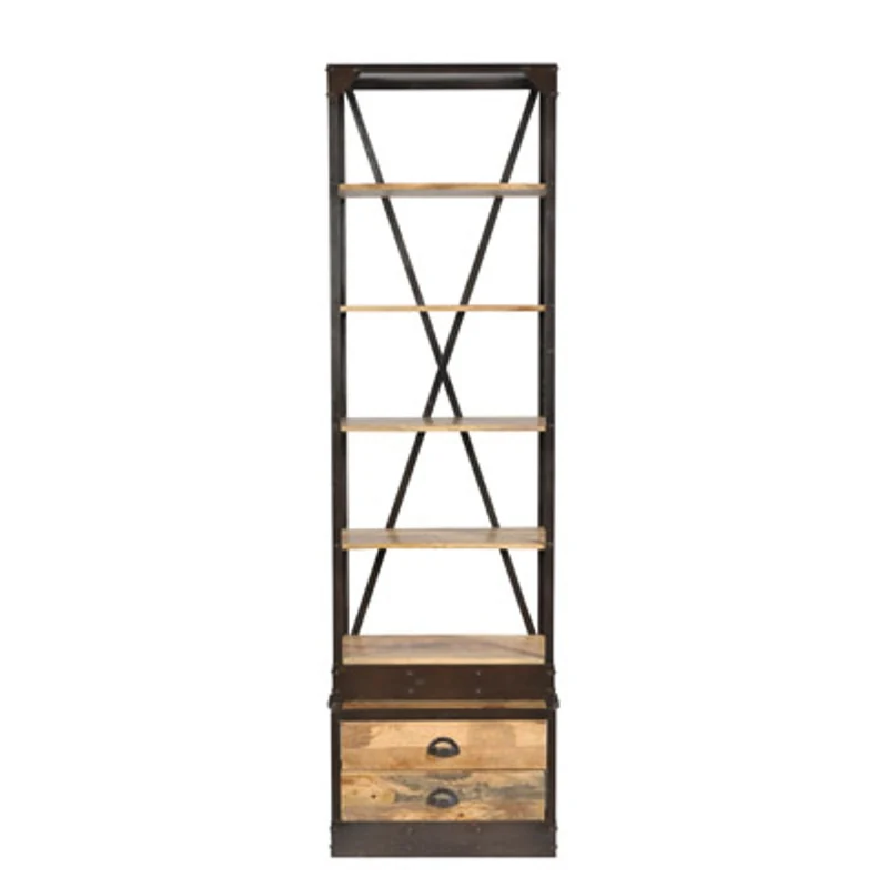 Casa Padrino Bücherregal Natur Antik-Look 60 x 40 x H.210 cm - Regalschrank, Bücherschrank