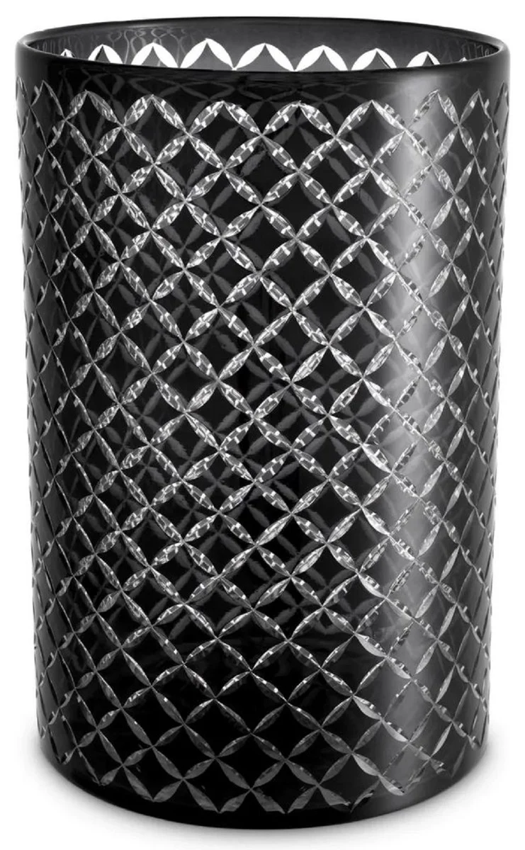 Casa Padrino Luxus Glas Kerzenleuchter Schwarz Ø 21 x H. 31 cm - Hotel Accessoires - Restaurant Accessoires - Gastronomie Accessoires - Luxus Qualität