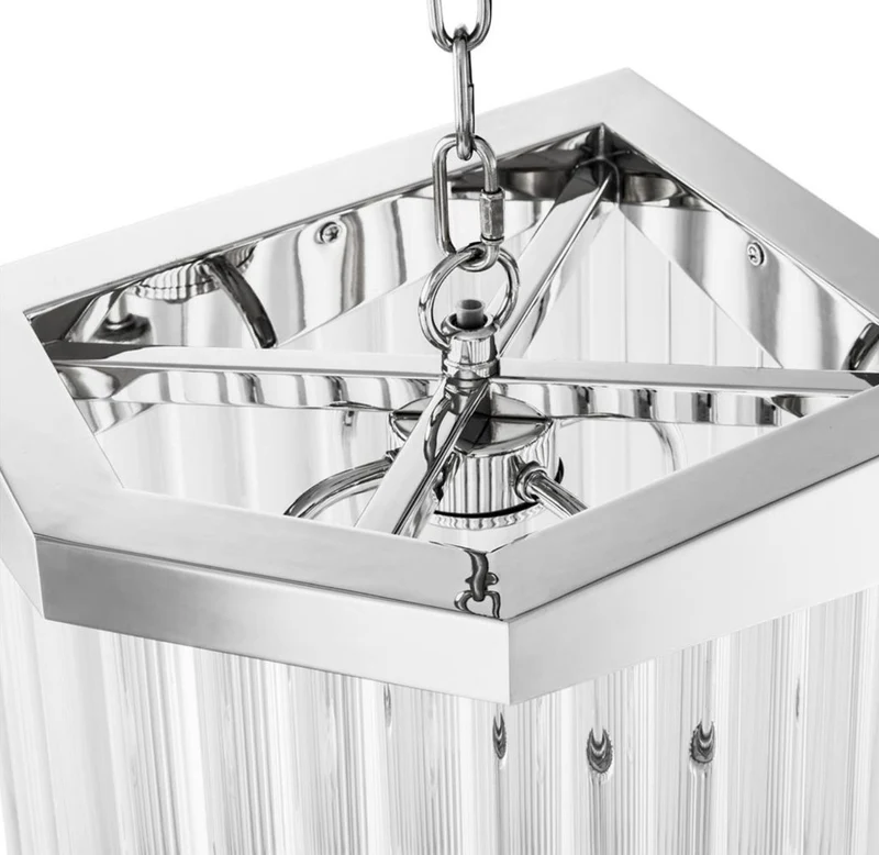 Casa Padrino Luxus Acryl Wohnzimmer Kronleuchter Silber 33 x 28,5 x H. 61 cm - Wohnzimmermöbel