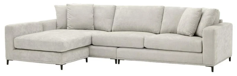 Casa Padrino Wohnzimmer Sofa Sandfarben / Schwarz 284 x 172 x H. 76 cm - Luxus Ecksofa