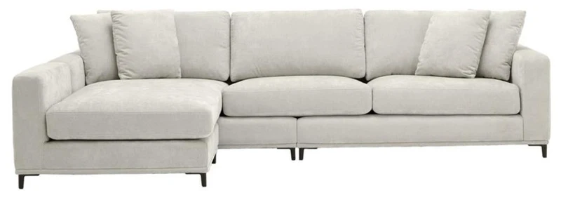 Casa Padrino Wohnzimmer Sofa Sandfarben / Schwarz 284 x 172 x H. 76 cm - Luxus Ecksofa