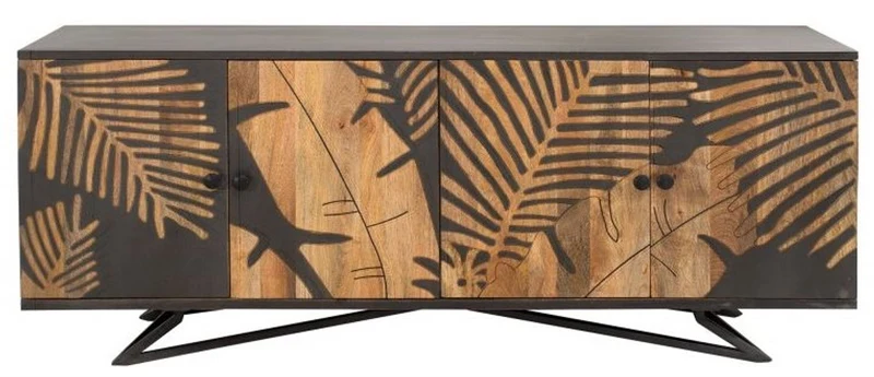 Casa Padrino Designer Kommode Sideboard 175 x 45 x H.75cm Fernsehschrank - Handgefertigt aus massivem Mangoholz!