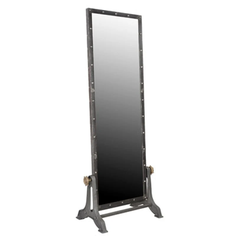 Casa Padrino Vintage Industrial Standspiegel Aluminium schwenkbar 194 cm - Möbel Metall Spiegel