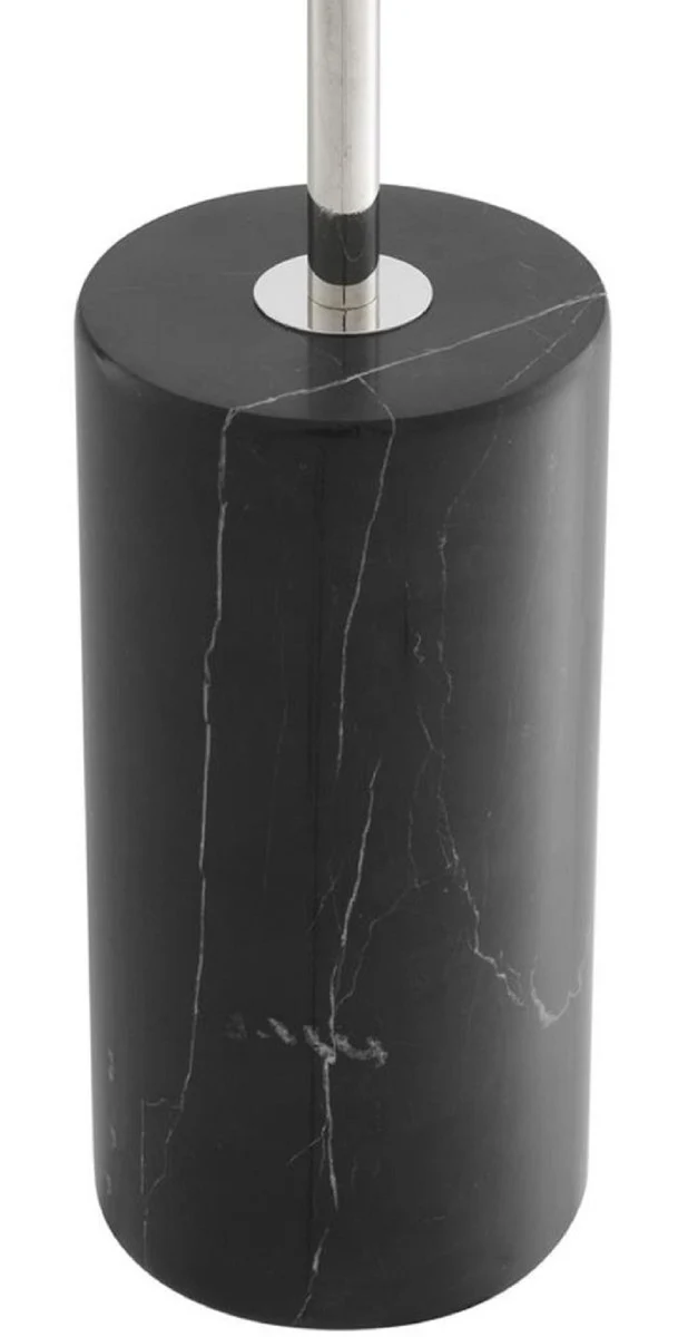 Casa Padrino Luxus Halogen Stehleuchte Silber / Schwarz Ø 44 x H. 190 cm - Energiesparlampe mit edlem Marmorfuß