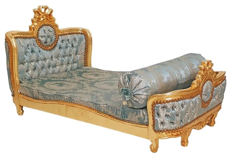 Casa Padrino Barock Hundebett Grün Muster / Antik Gold - Handgefertigtes Antik Stil Hundebett - Prunkvolle Hunde Möbel im Barockstil - Antik Stil Tiermöbel - Barock Tiermöbel
