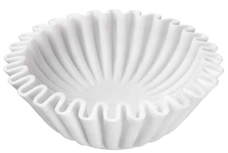 Casa Padrino Luxus Deko Marmor Schüssel Weiß Ø 30 x H. 10 cm - Deko Schale - Runde Obstschale - Esstisch Deko - Deko Accessoires - Luxus Accessoires - Luxus Qualität