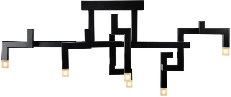 Casa Padrino Luxus Wohnzimmer Edelstahl LED Deckenleuchte Schwarz 73,5 x 30,5 x H. 31,5 cm - Pulverbeschichtete Designer Deckenlampe