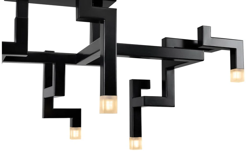 Casa Padrino Luxus Wohnzimmer Edelstahl LED Deckenleuchte Schwarz 73,5 x 30,5 x H. 31,5 cm - Pulverbeschichtete Designer Deckenlampe