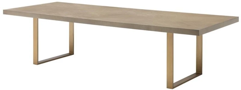 Casa Padrino Esstisch Küchentisch Braun / Messing 300 x 115 x H. 75 cm - Luxus Küchenmöbel