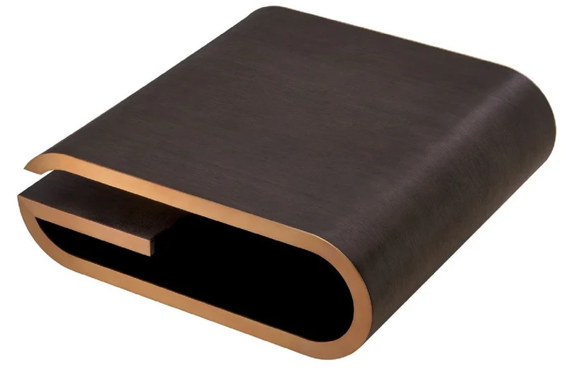 Casa Padrino Luxus Couchtisch Mokka / Messing 100 x 100 x H. 33 cm - Designer Wohnzimmertisch - Wohnzimmer Möbel - Luxus Möbel - Designer Möbel - Luxus Einrichtung - Designer Einrichtung