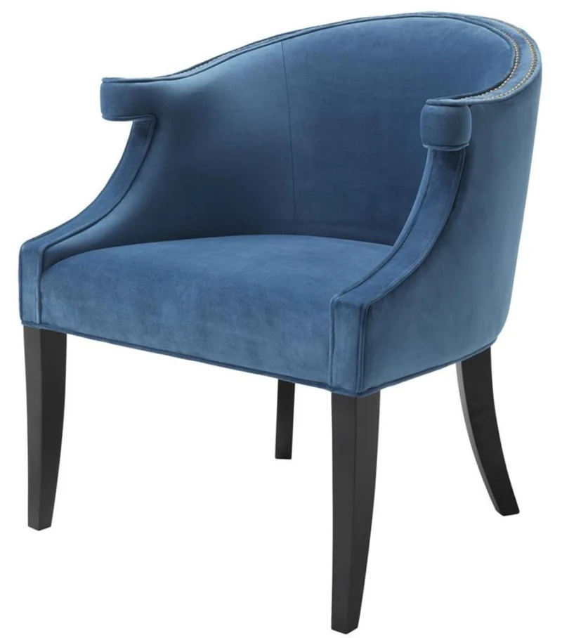 Casa Padrino Luxus Salon Sessel mit Armlehnen Blau / Schwarz 70 x 70 x H. 83 cm - Hotel Möbel