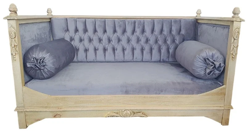 Casa Padrino Barock Hundebett Grau / Creme - Prunkvolles Antik Stil Hundebett - Handgefertigte Hunde Möbel im Barockstil - Barock Tiermöbel - Antik Stil Tiermöbel