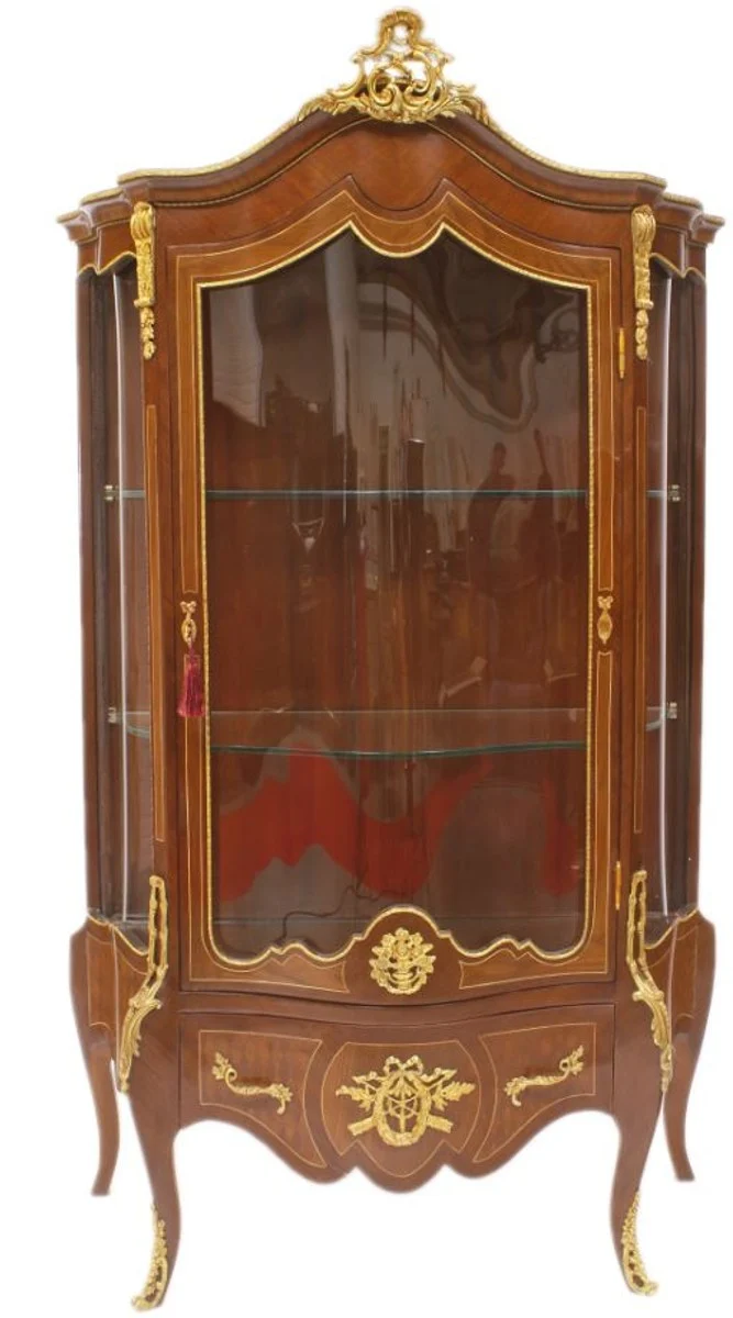Casa Padrino Barock Vitrine 107 x 56 x H. 197 cm - Barock Möbel - Vitrinenschrank - Wohnzimmerschrank