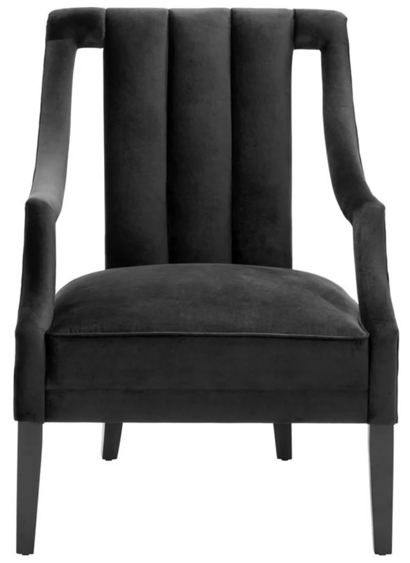 Casa Padrino Luxus Sessel Schwarz 70 x 80 x H. 95 cm - Luxus Qualität