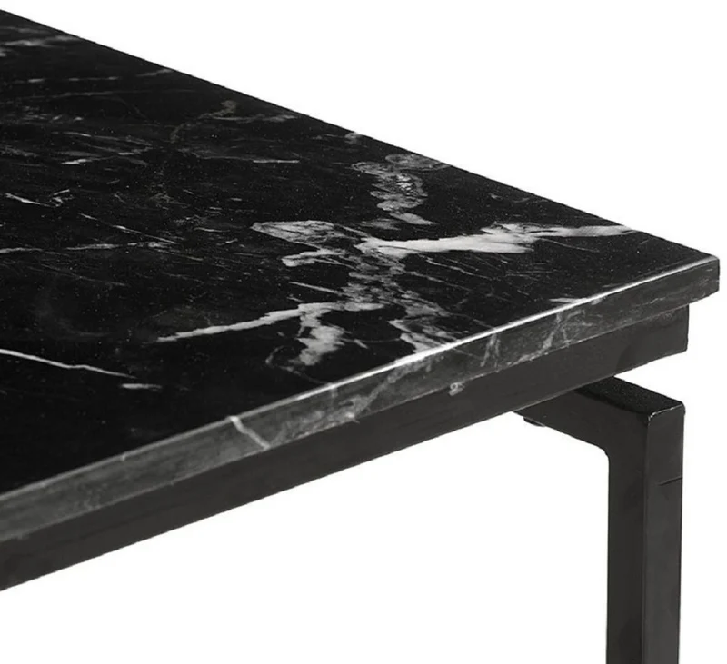 Casa Padrino Luxus Couchtisch 2er Set Schwarz - Metall Wohnzimmer Tische mit Marmorplatte - Wohnzimmer Möbel - Luxus Möbel