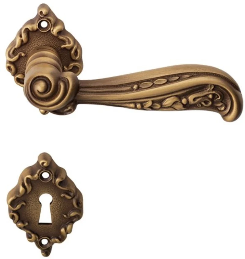 Casa Padrino Barock Türgriff Set Messing Patiniert 13 x H. 6,5 cm - Türgriffe im Barockstil