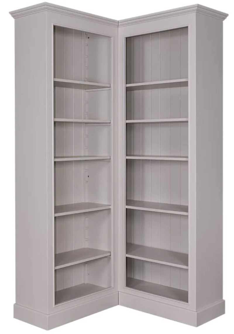 Casa Padrino Landhausstil Eckbücherschrank Grau 108 x 108 x H. 210 cm - Landhausstil Eckschrank