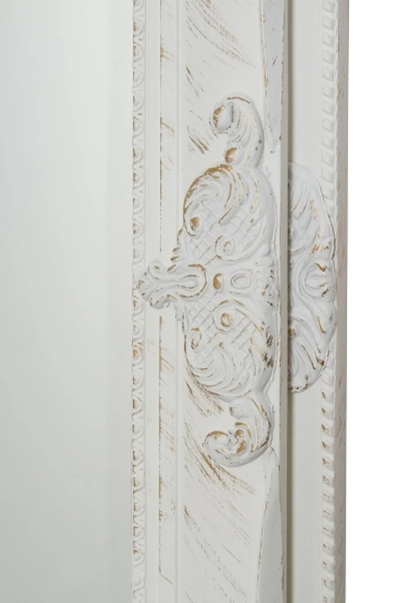Casa Padrino Barock Spiegel Weiss mit wunderschönen antik Verzierungen H. 162 cm - Handgefertigt