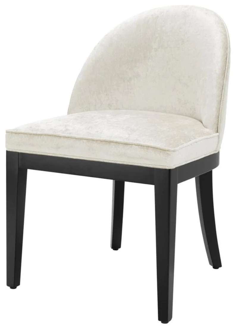 Casa Padrino Luxus Esszimmerstuhl Altweiß / Schwarz 55 x 61 x H. 84 cm - Luxus Möbel