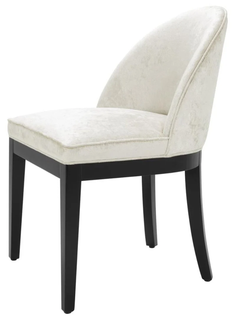 Casa Padrino Luxus Esszimmerstuhl Altweiß / Schwarz 55 x 61 x H. 84 cm - Luxus Möbel