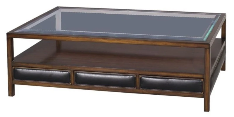 Casa Padrino Luxus Couchtisch Braun / Schwarz 120 x 80 x H. 41 cm - Mahagoni Wohnzimmertisch mit 3 Schubladen