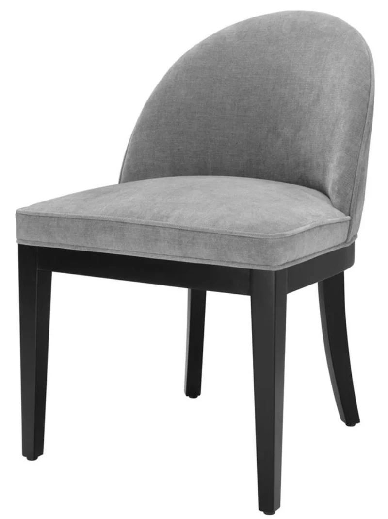 Casa Padrino Luxus Esszimmerstuhl Grau / Schwarz 55 x 61 x H. 84 cm - Luxus Möbel