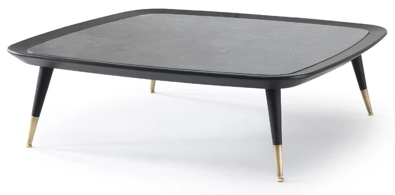 Casa Padrino Luxus Couchtisch Schwarz / Grün / Antik Messing 120 x 120 x H. 38 cm - Quadratischer Wohnzimmertisch mit Marmorplatte - Wohnzimmer Möbel - Hotel Möbel - Luxus Möbel