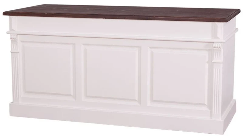 Casa Padrino Landhausstil Schreibtisch mit 2 Türen und 2 Schubladen Weiß / Braun 160 x 70 x H. 78 cm - Büromöbel im Landhausstil