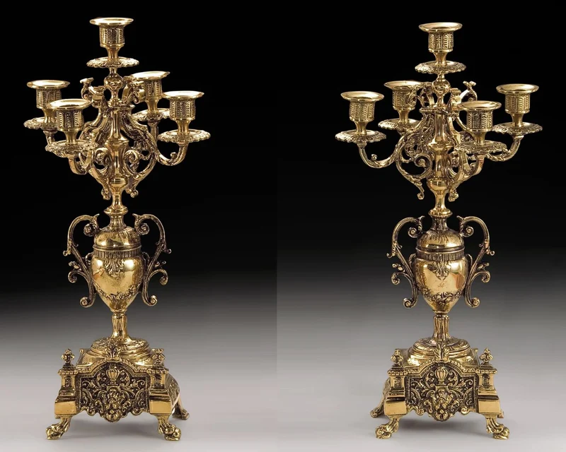 Casa Padrino Luxus Barock Kerzenhalter Set Gold Ø 23 x H. 43 cm - Handgefertigte Barockstil Bronze Kerzenständer - Barock Deko Accessoires - Barock Interior - Barock Möbel - Edel & Prunkvoll