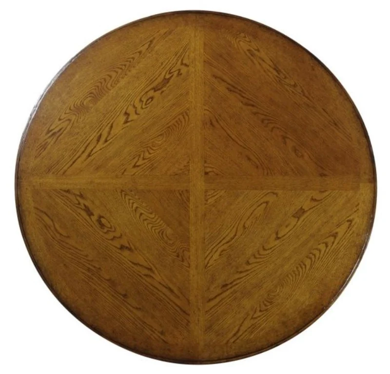 Casa Padrino Luxus Eichenholz Esstisch Braun Ø 135 x H. 78 cm - Massivholz Esszimmermöbel