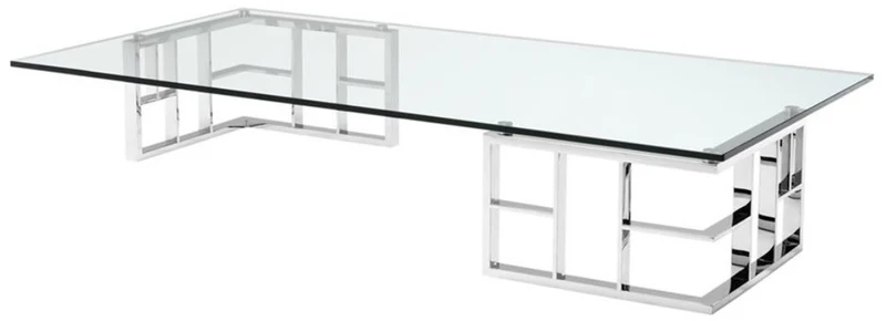 Casa Padrino Luxus Couchtisch / Wohnzimmertisch Silber 180 x 90 x H. 32,2 cm - Luxus Kollektion