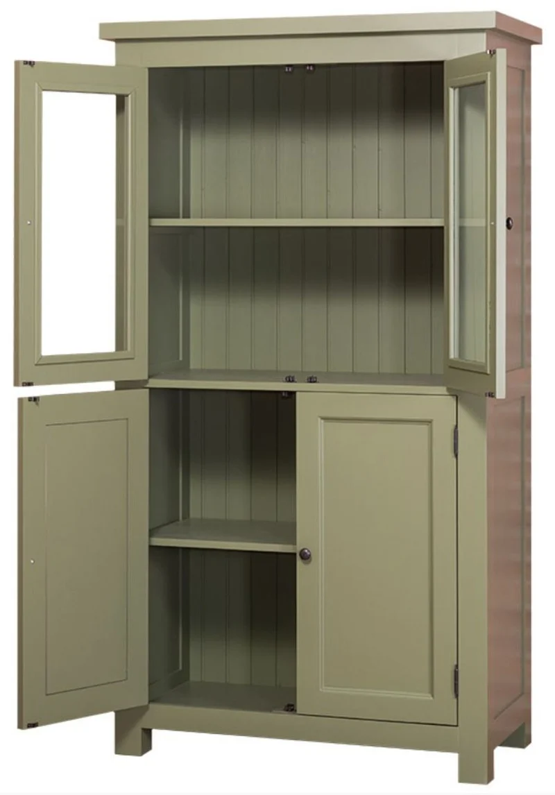 Casa Padrino Landhausstil Küchenschrank mit 4 Türen Grün 100 x 50 x H. 180 cm - Küchenmöbel