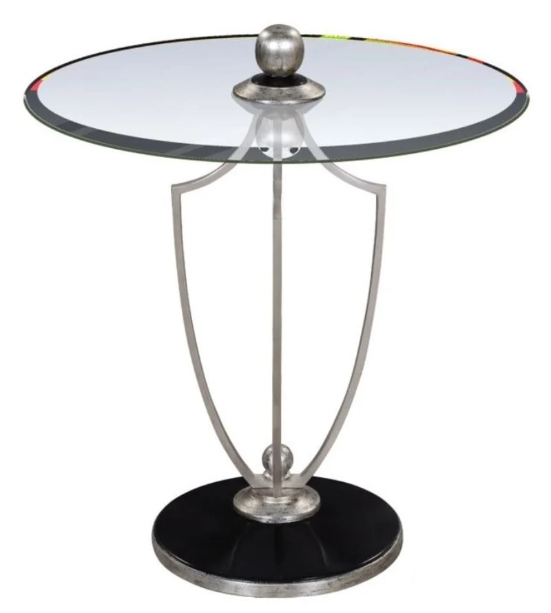 Casa Padrino Luxus Bistrotisch Silber / Schwarz Ø 60 x H. 70 cm - Runder Stehtisch