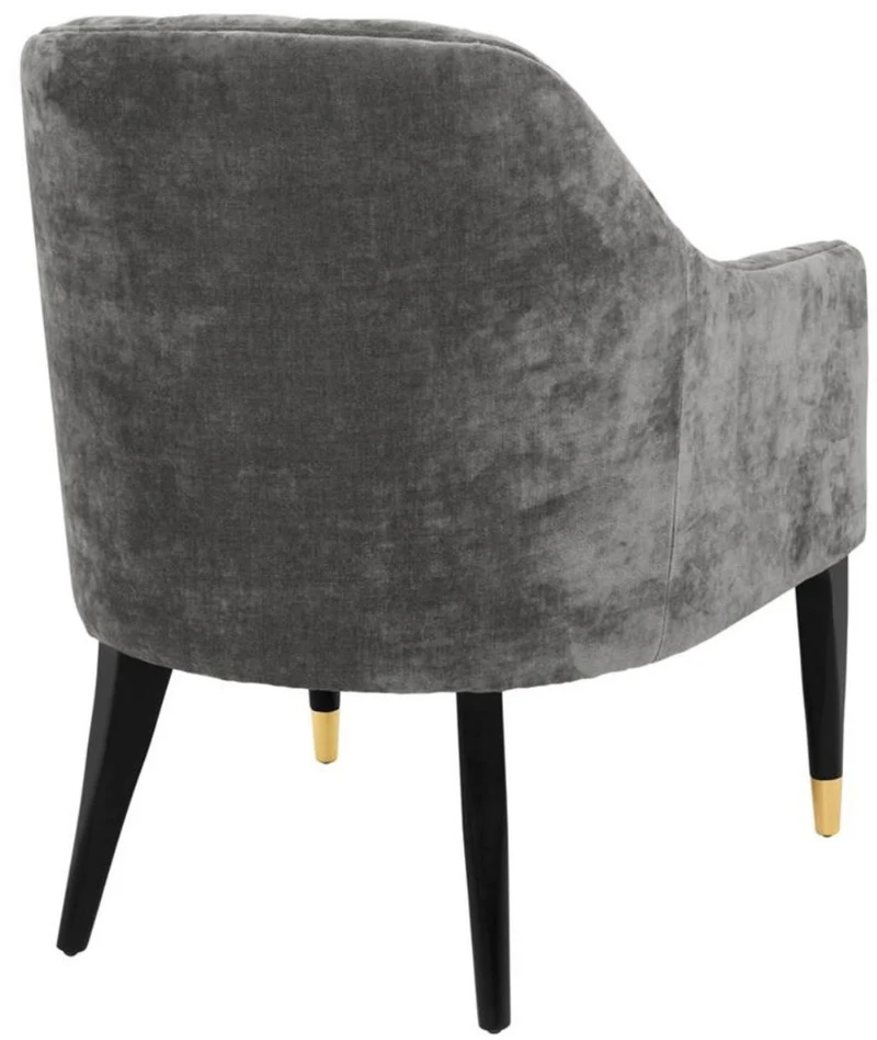 Casa Padrino Luxus Sessel Grau / Schwarz / Gold 65 x 80 x H. 88 cm - Chesterfield Möbel