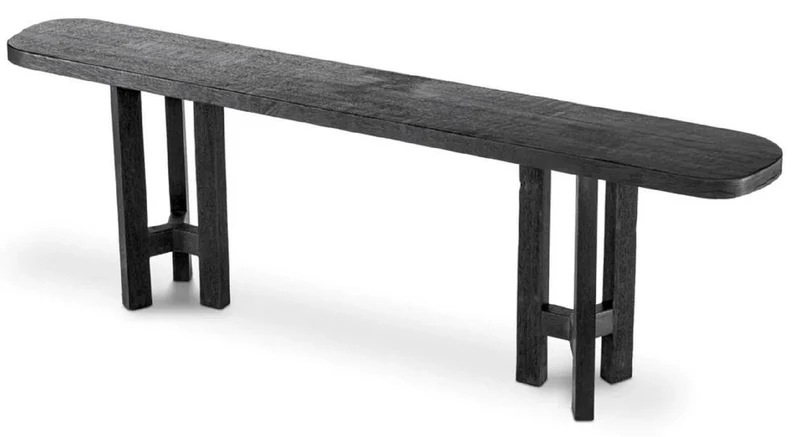 Casa Padrino Luxus Konsole Antik Schwarz 230 x 35 x H. 74,5 cm - Rechteckiger Massivholz Konsolentisch - Massivholz Möbel - Luxus Möbel - Luxus Qualität